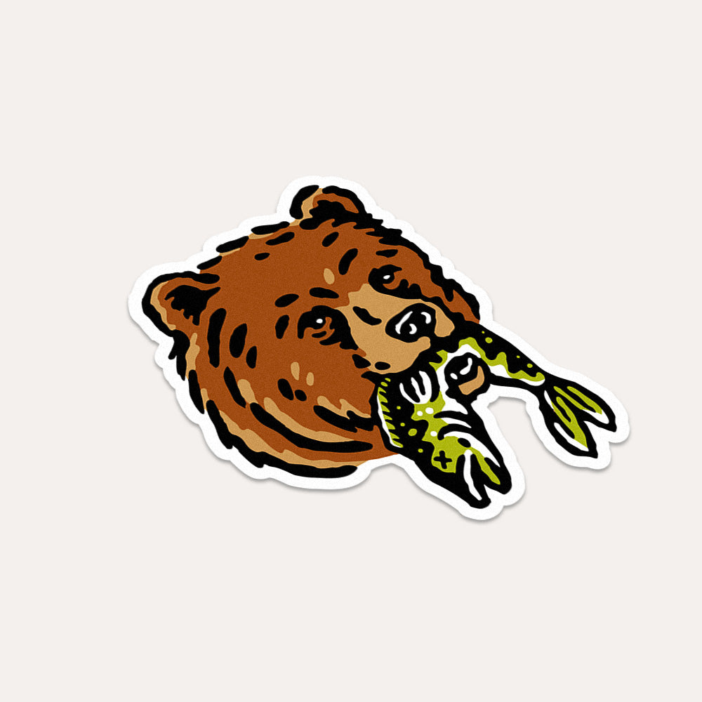 Bear + Fish - Vinyl Sticker