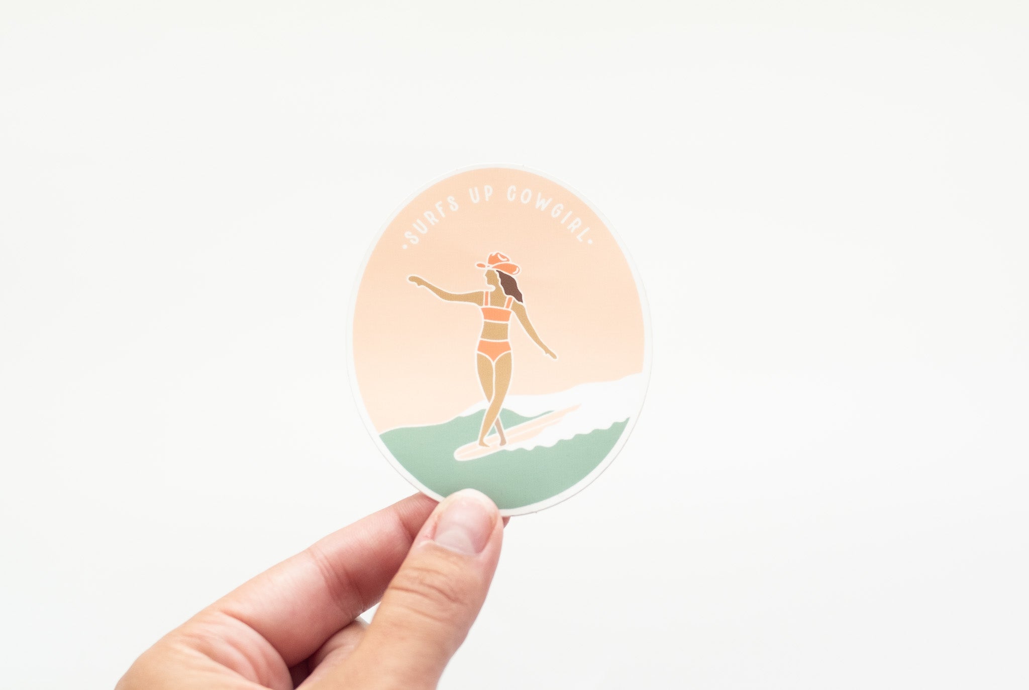 Surfs up Cowgirl vinyl sticker