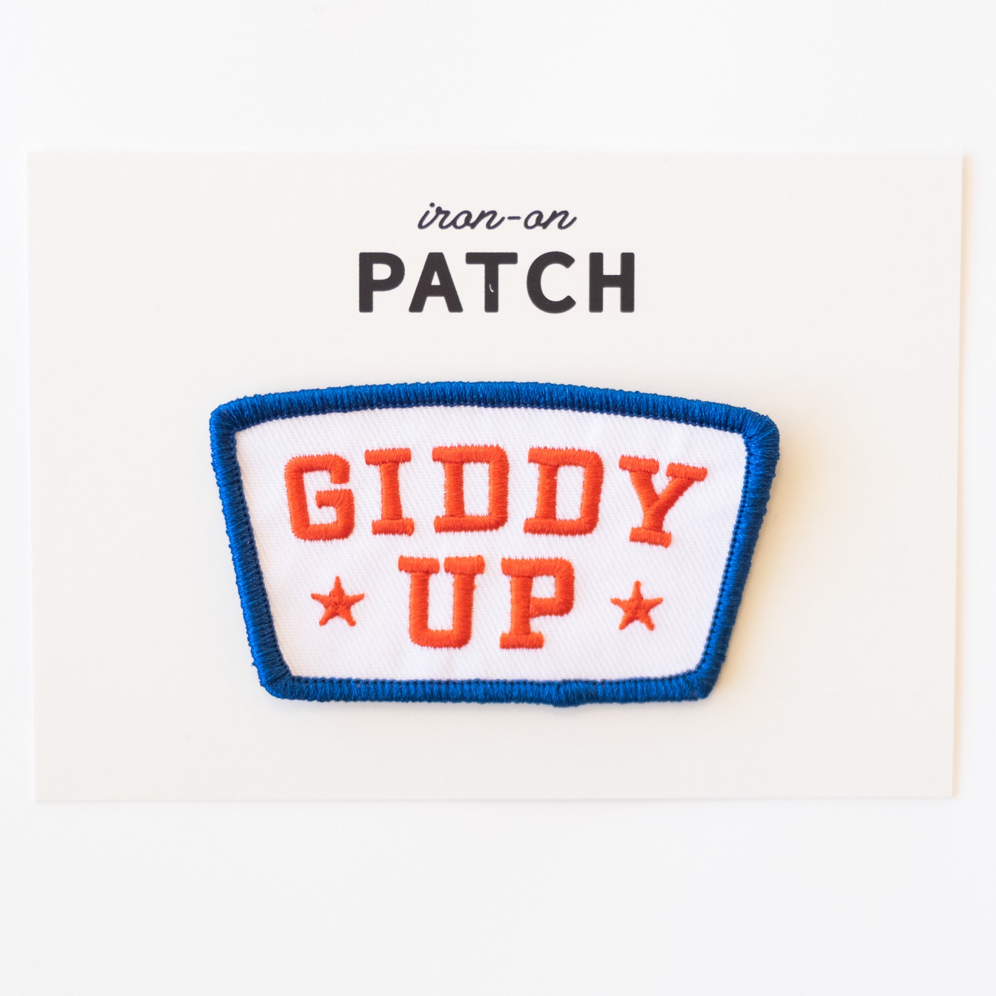 Giddy Up - Iron On Patch - Red, White and Blue
