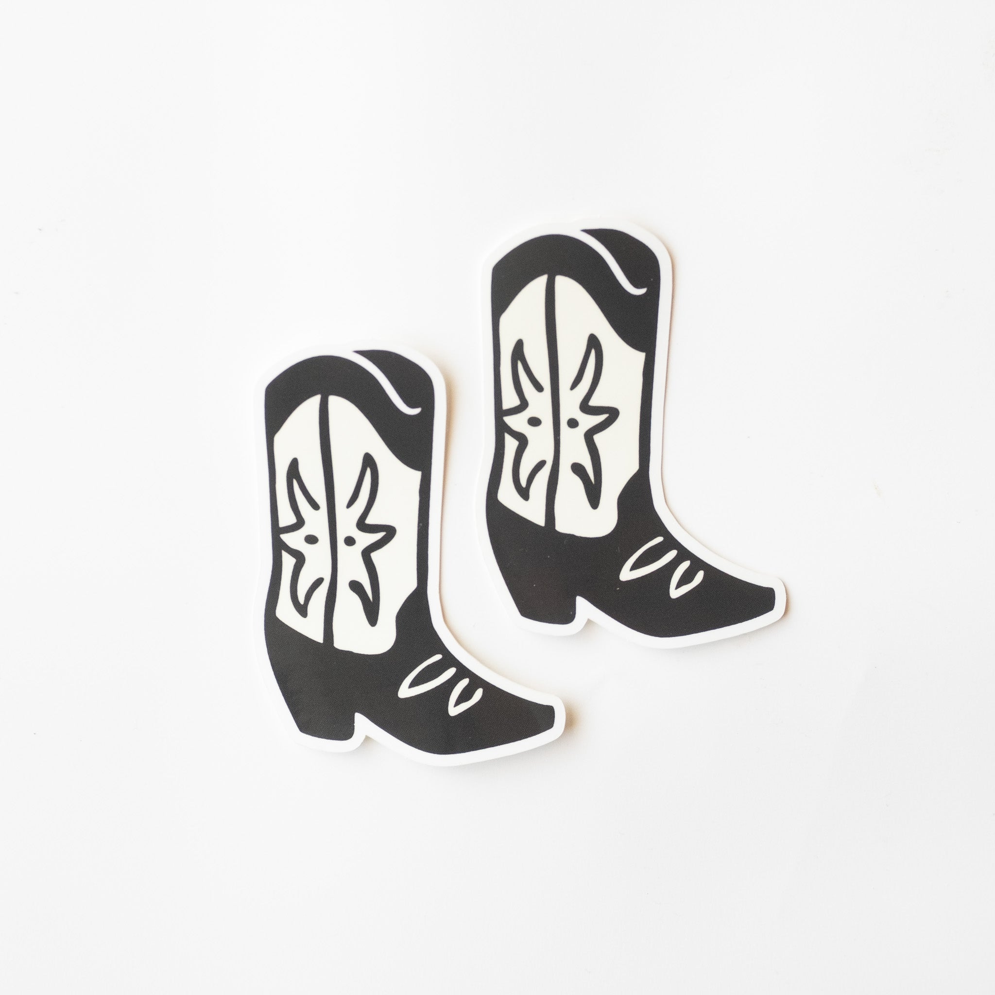 Cowgirl Boots Vinyl Sticker - Black and White