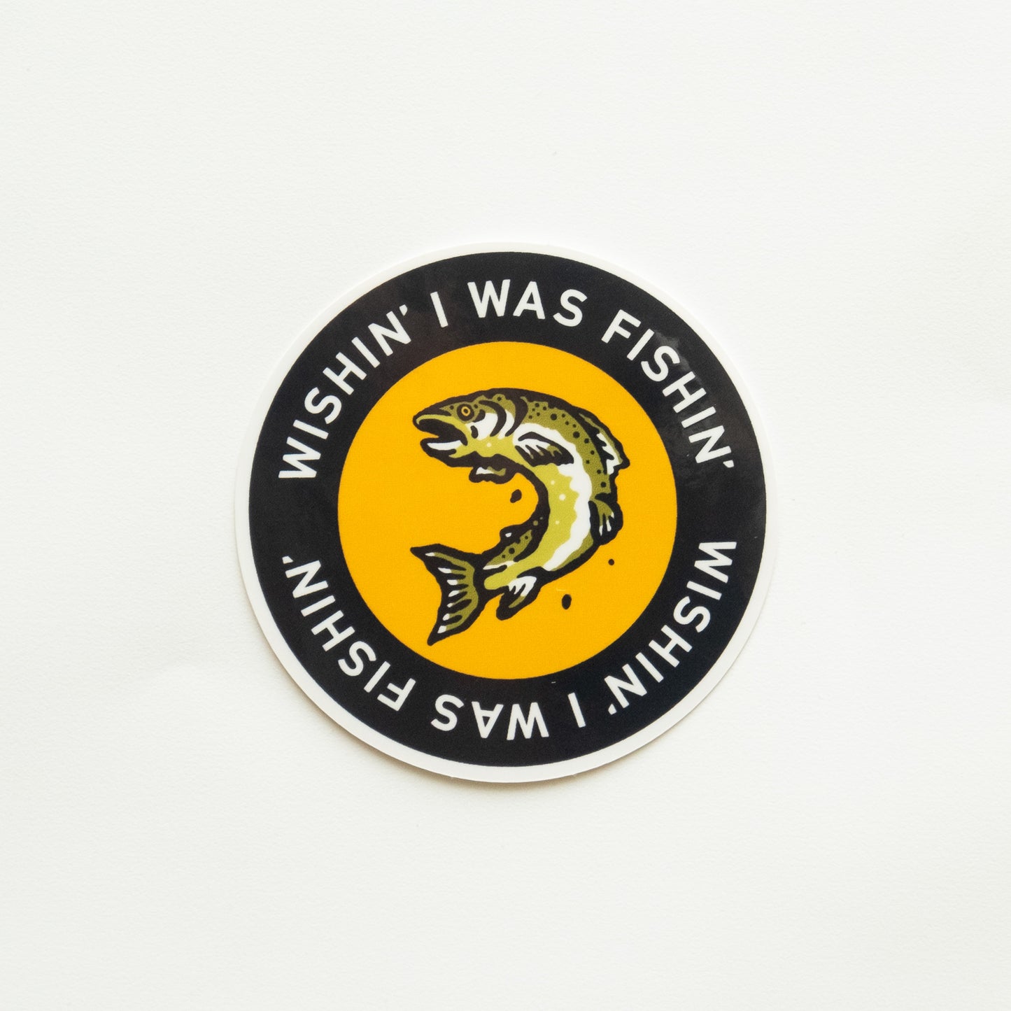 Wishin' I Was Fishin' Vinyl Sticker