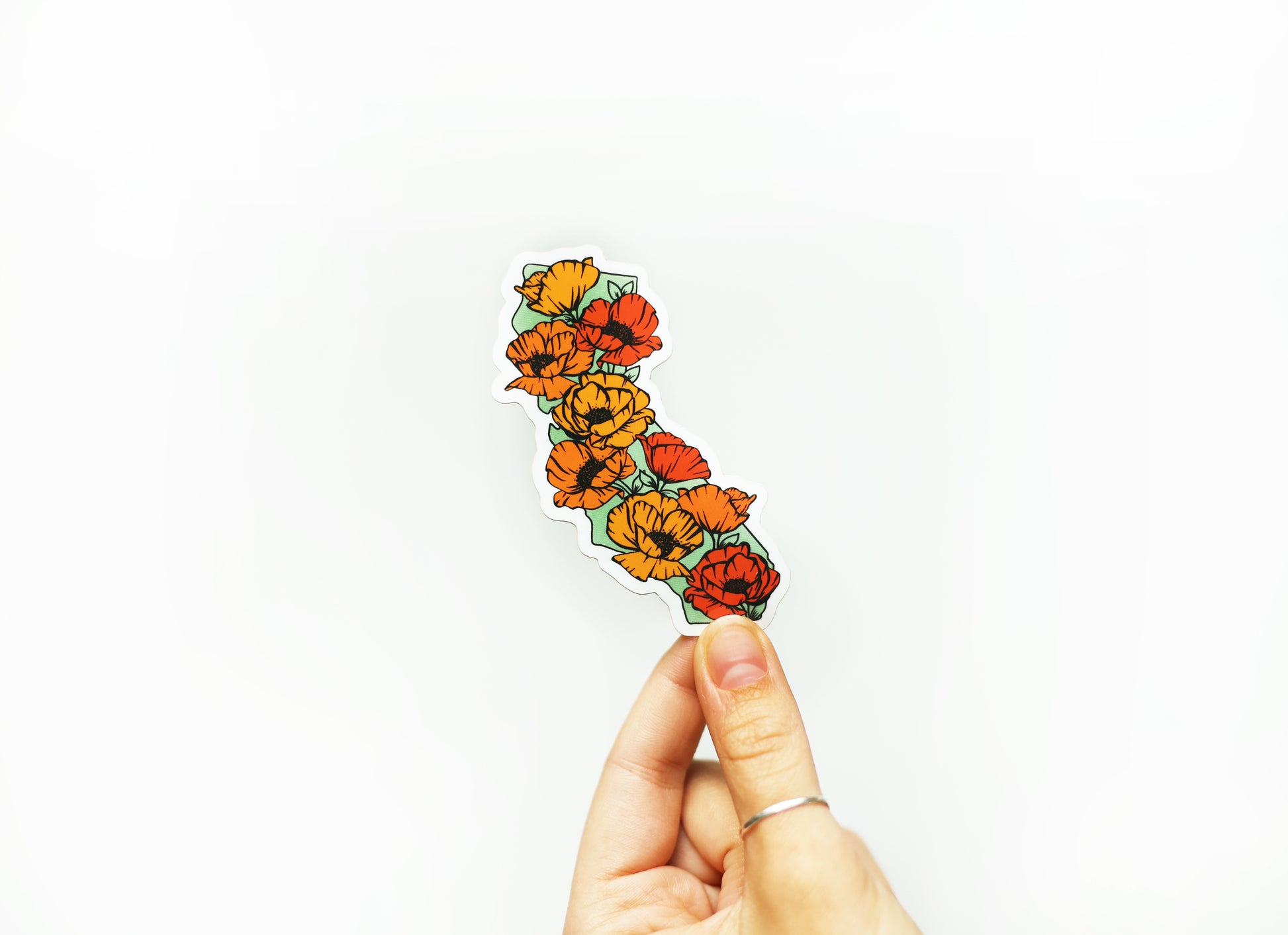 California Full of Poppies Vinyl Sticker