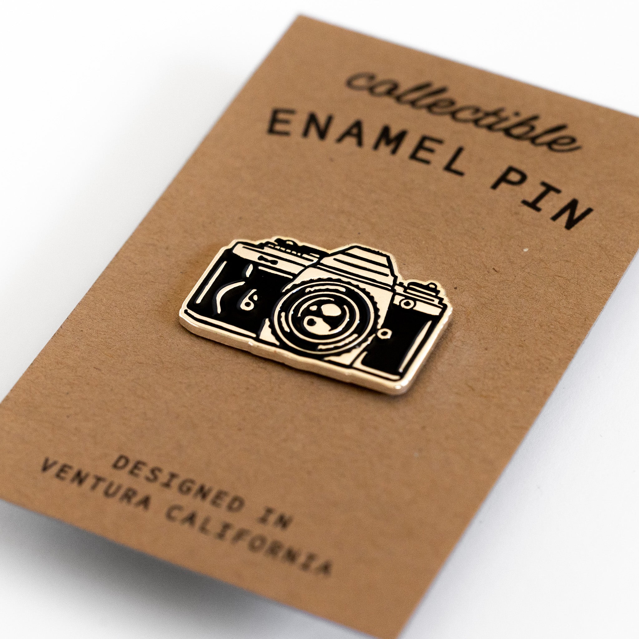 Film Camera Enamel Pin - Metallic Silver