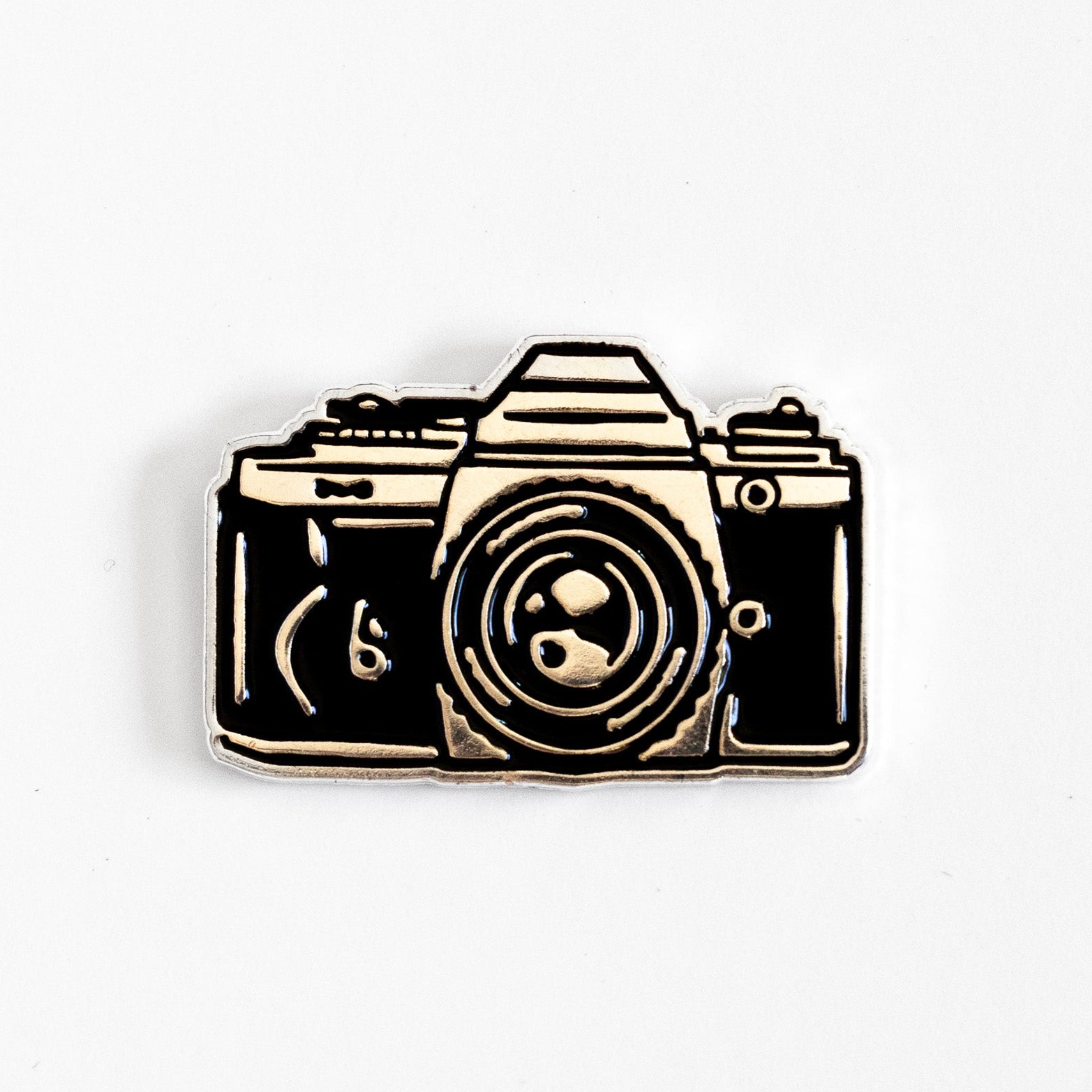 Film Camera Enamel Pin - Metallic Silver
