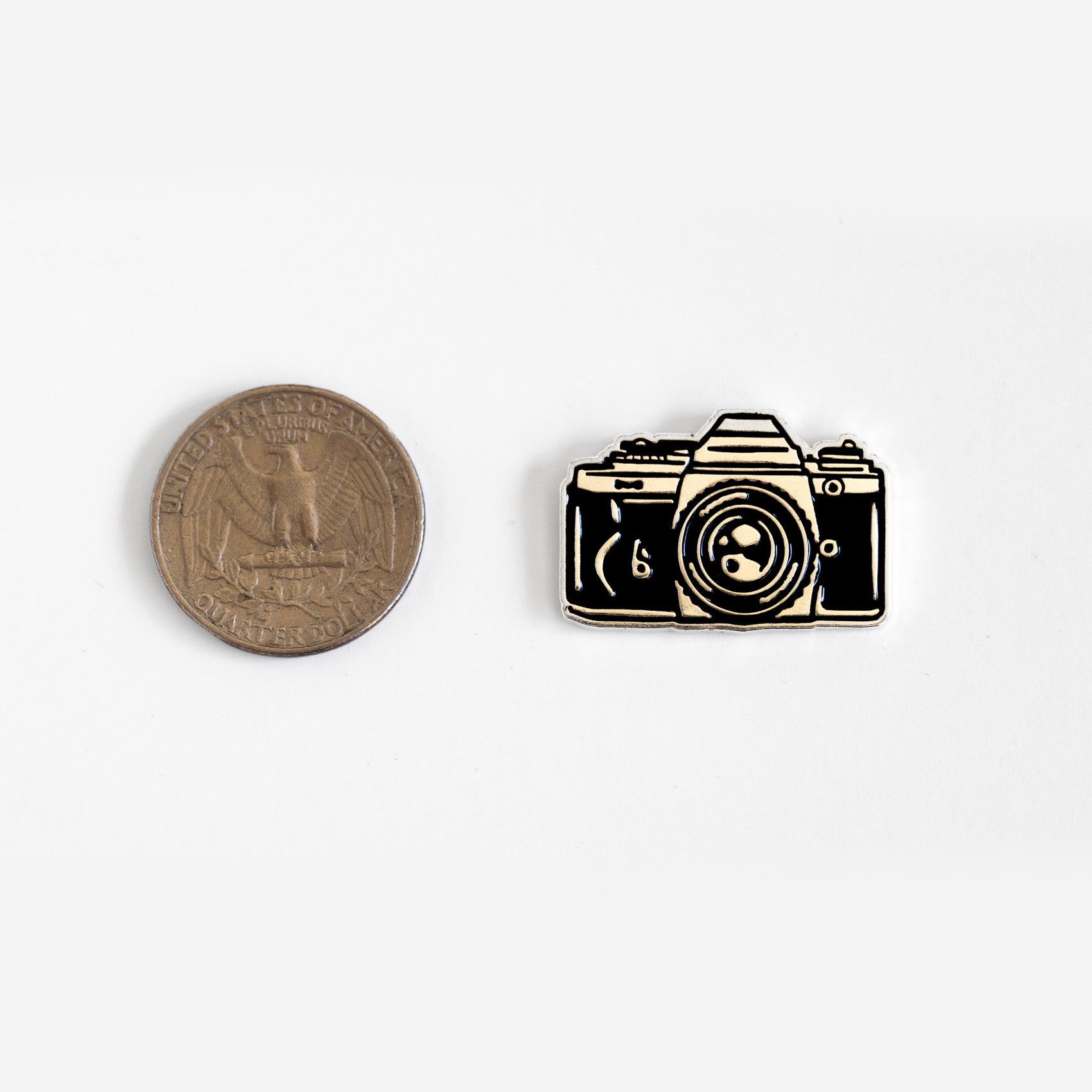 Film Camera Enamel Pin - Metallic Silver