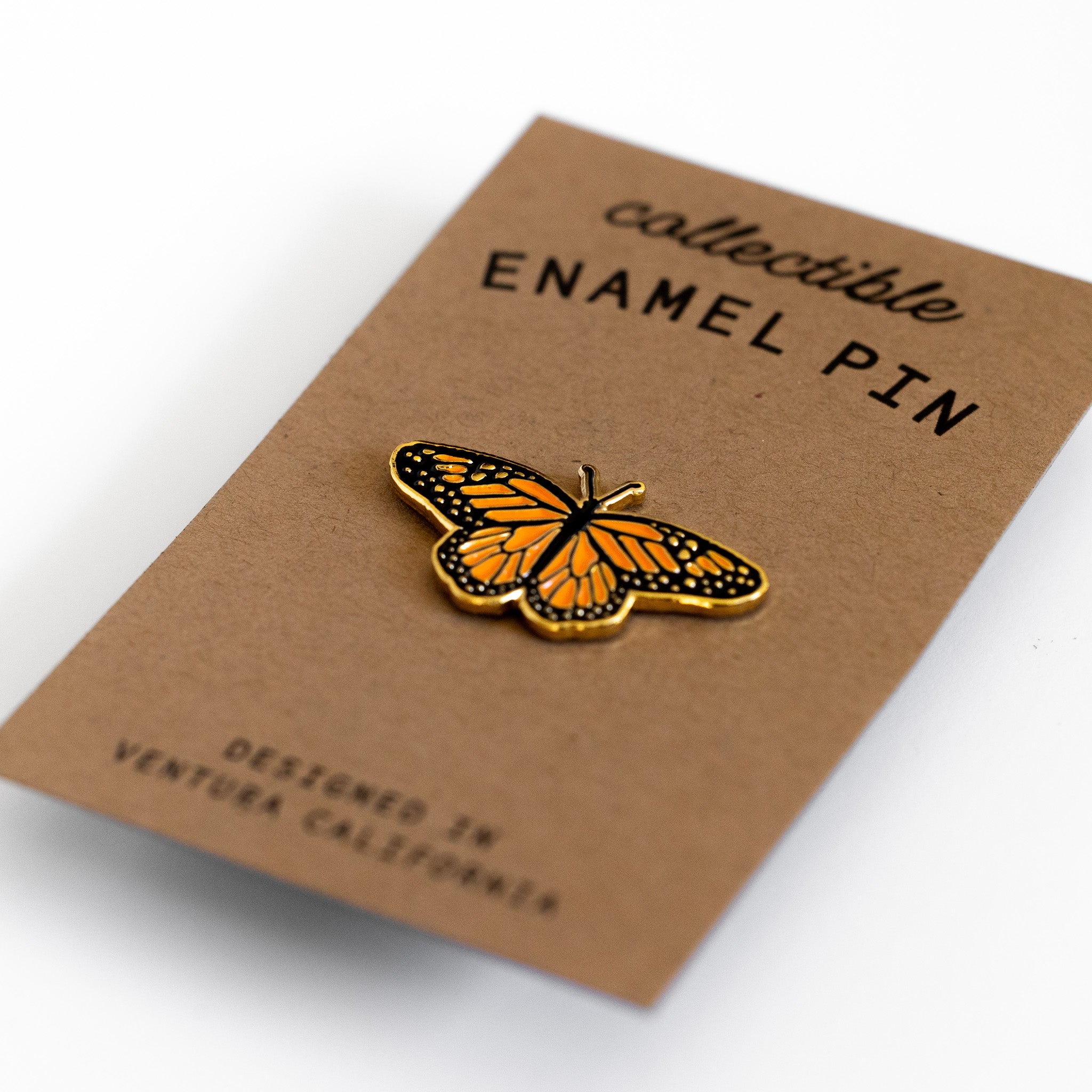 Monarch Butterfly Enamel Pin - Metallic Gold