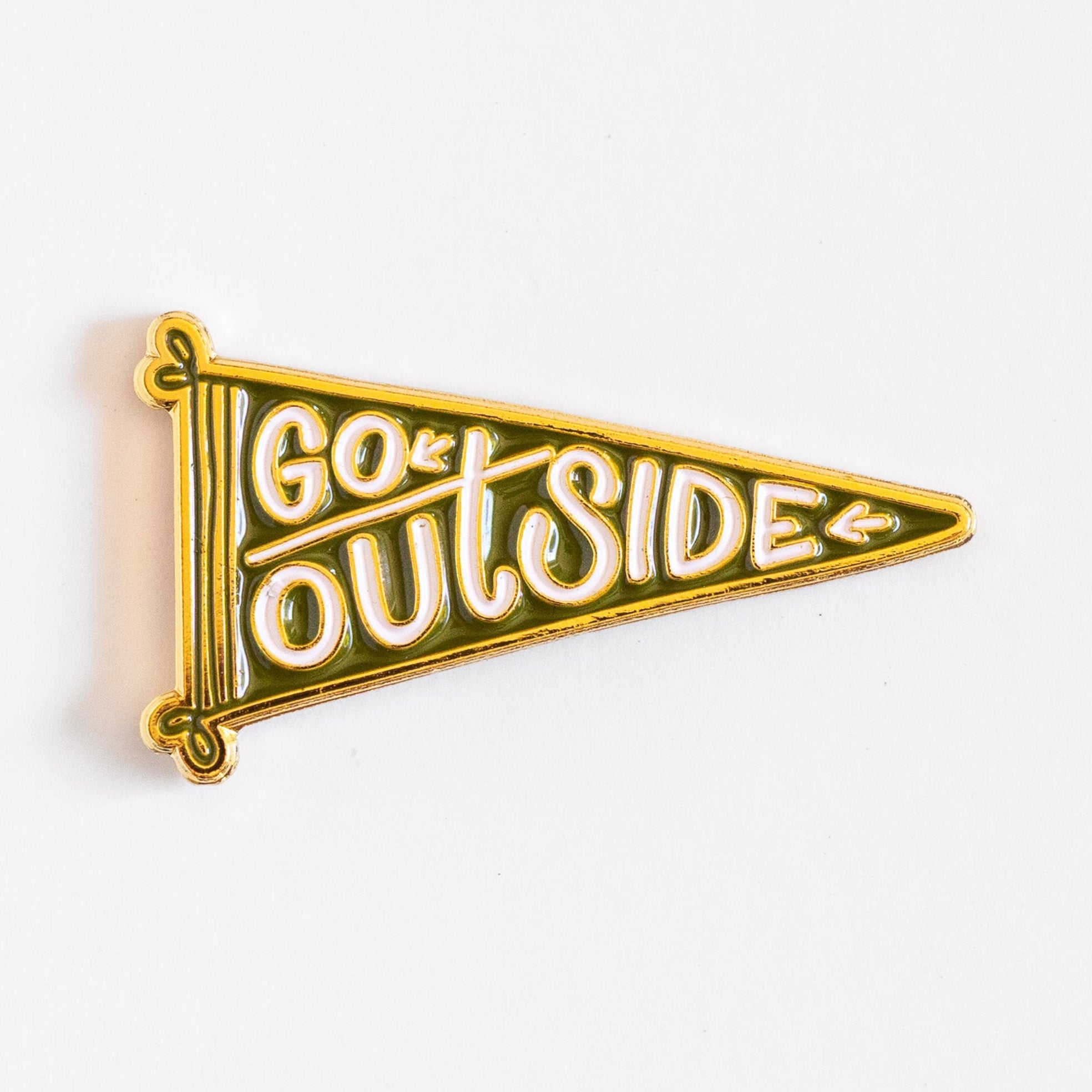 Go Outside Flag Enamel Pin - Metallic Gold