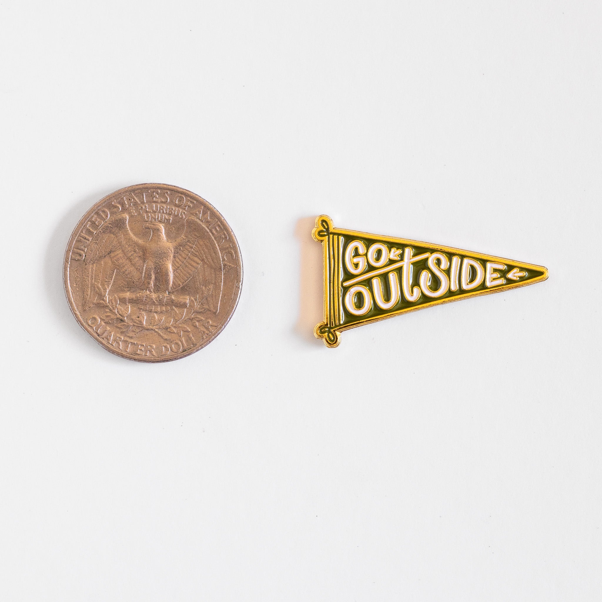 Go Outside Flag Enamel Pin - Metallic Gold