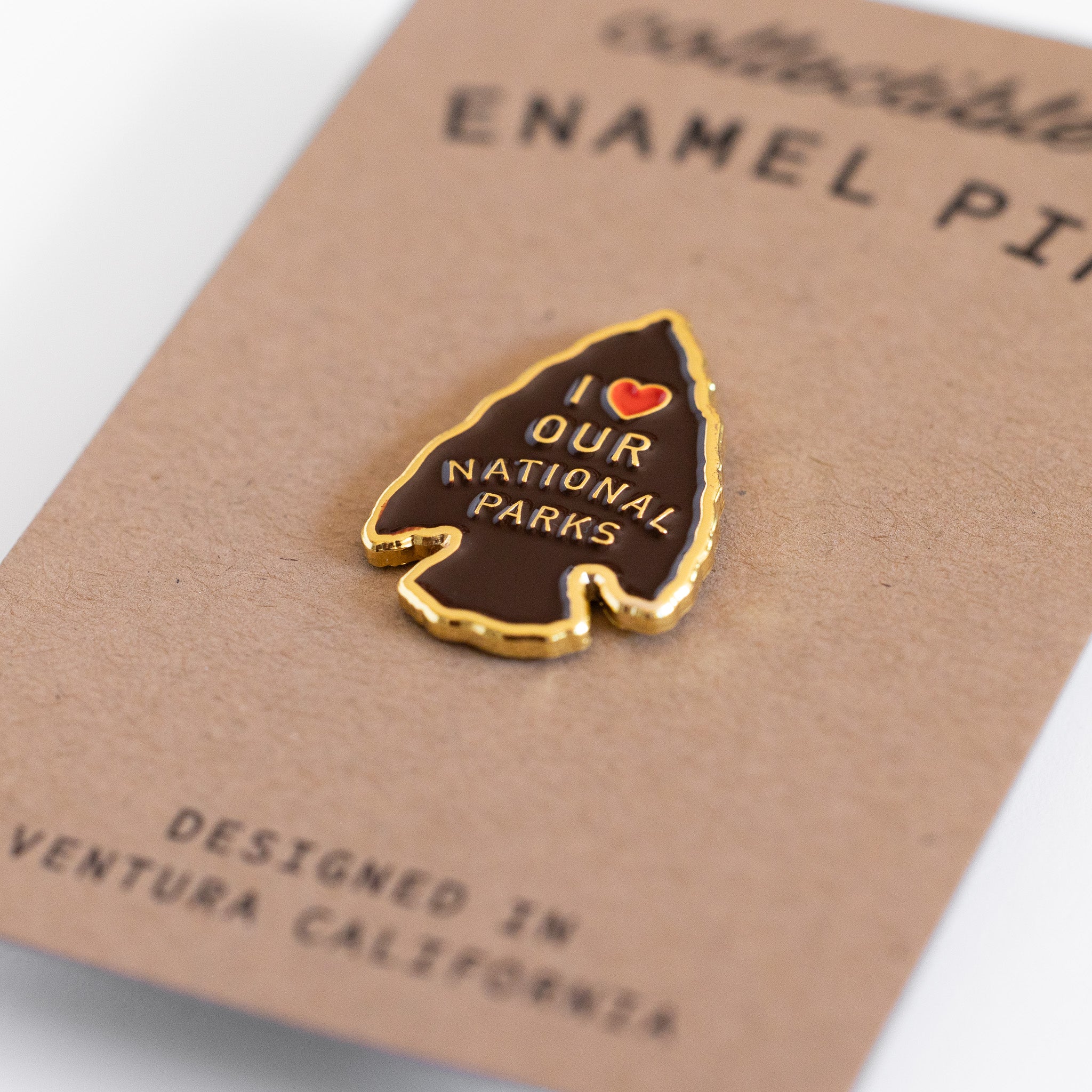 I Love Our National Parks Enamel Pin - Metallic Gold