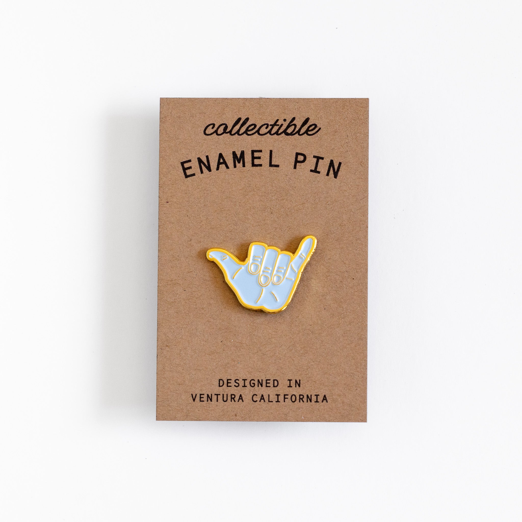 Hang Loose Hand Enamel Pin - Metallic Gold