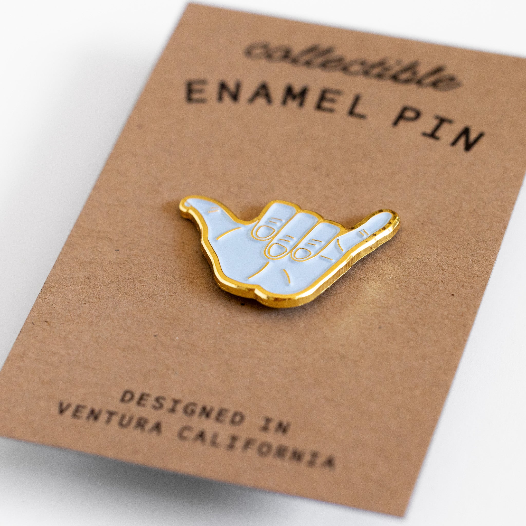 Hang Loose Hand Enamel Pin - Metallic Gold