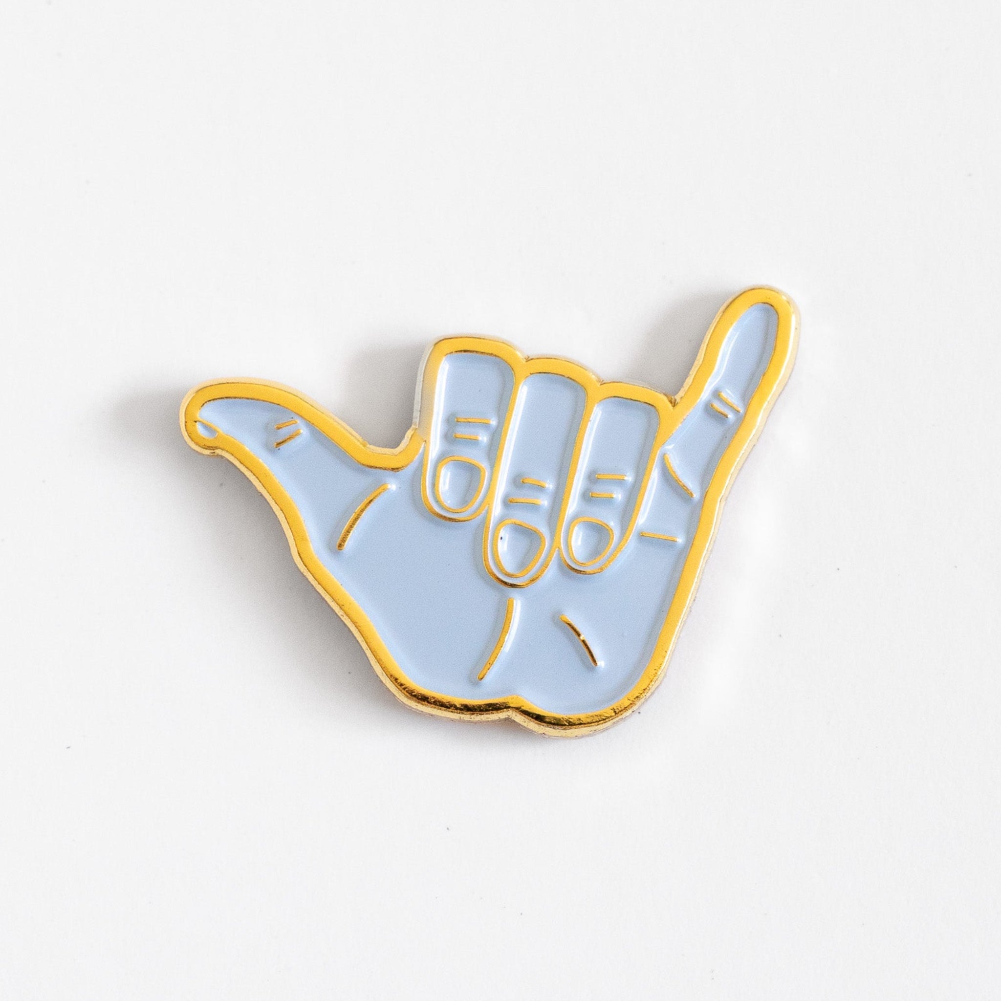 Hang Loose Hand Enamel Pin - Metallic Gold