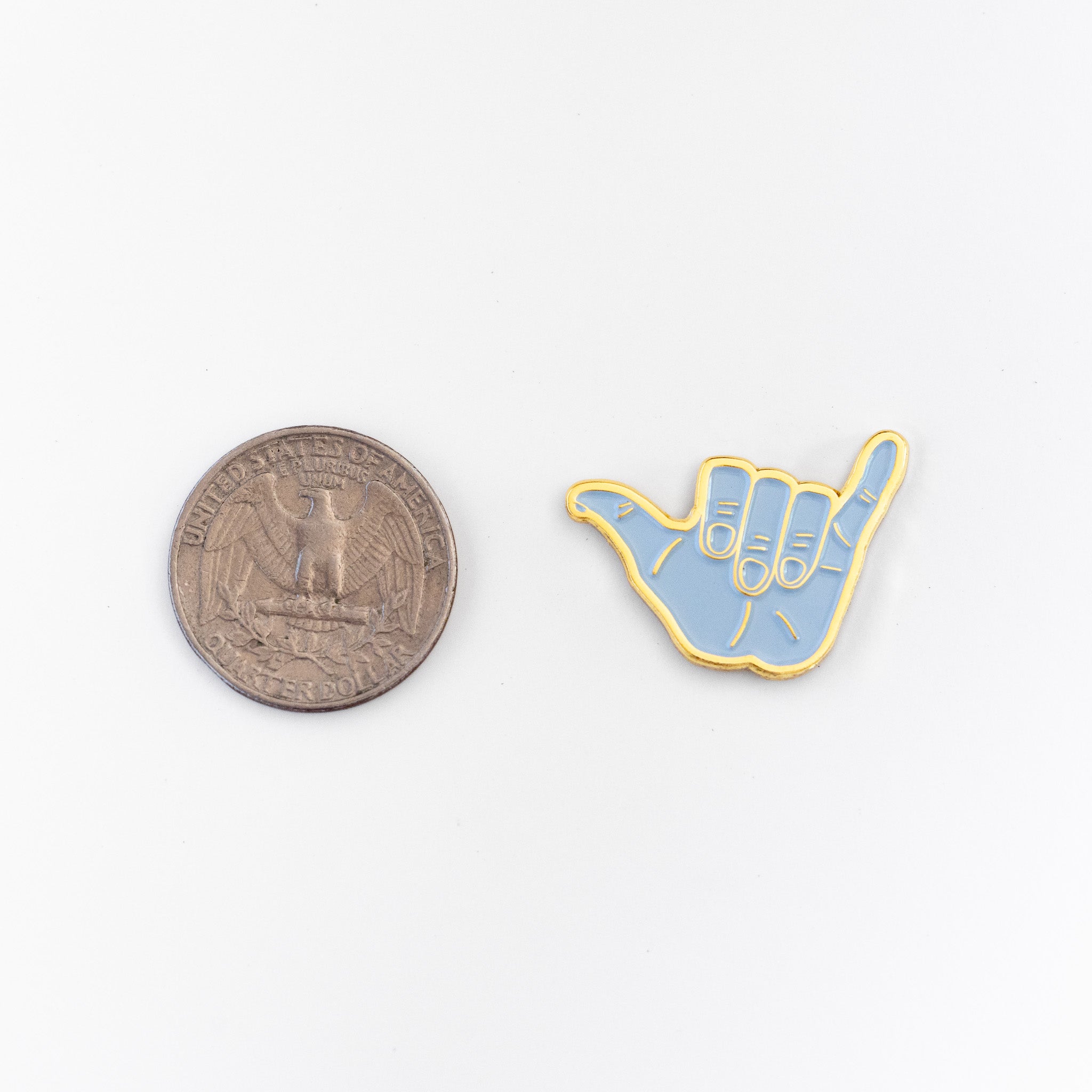 Hang Loose Hand Enamel Pin - Metallic Gold