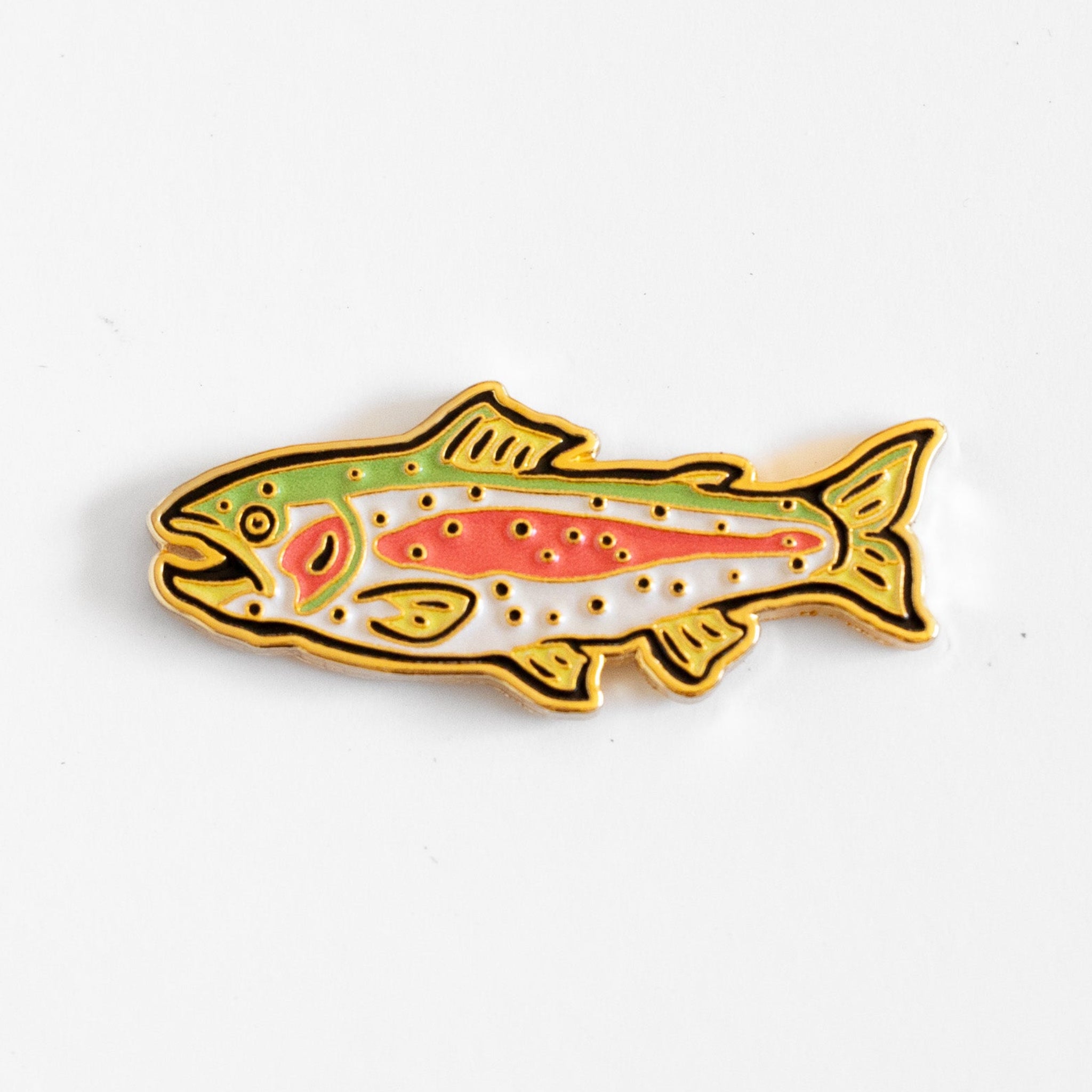 Rainbow Trout Enamel Pin - Metallic Gold