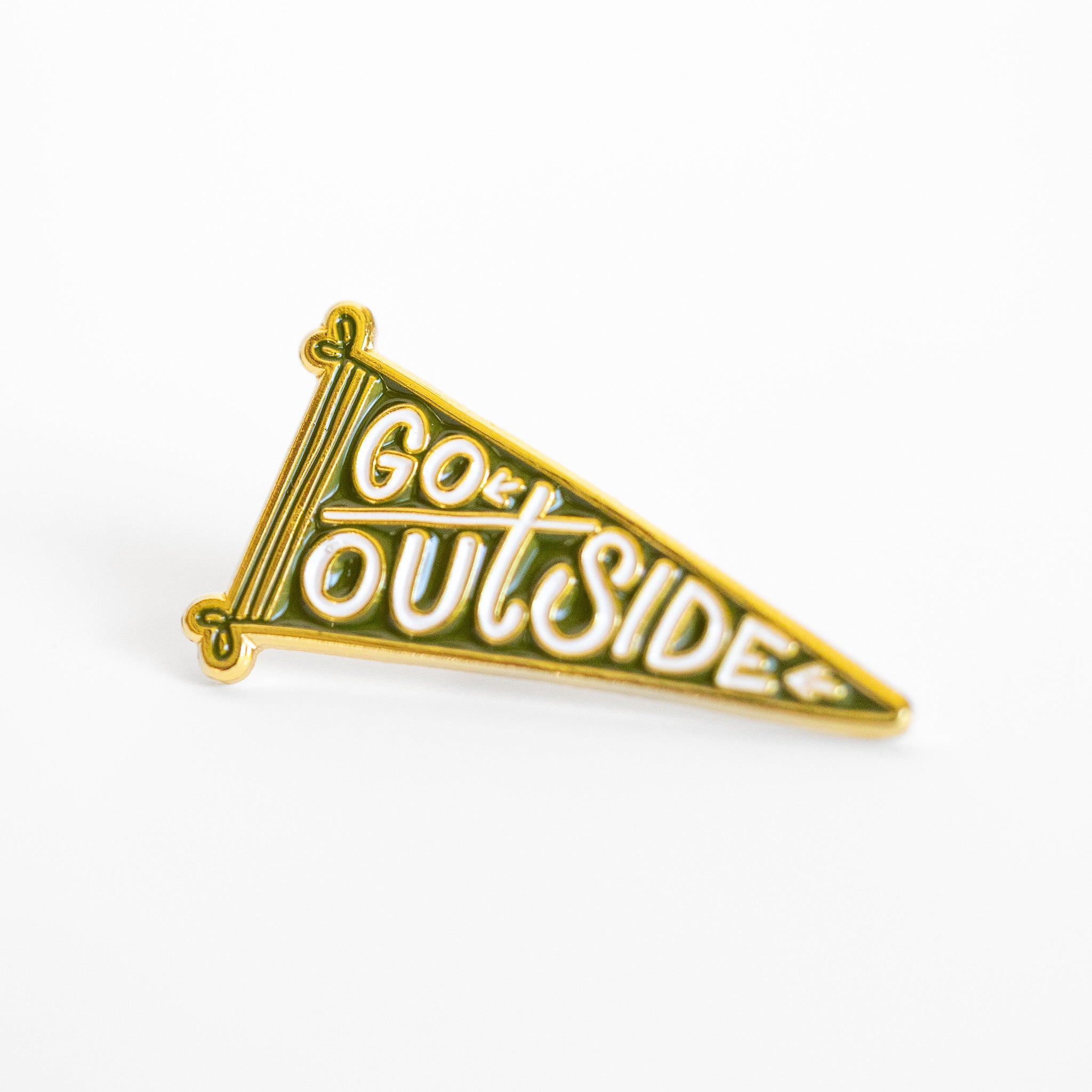 Go Outside Flag Enamel Pin - Metallic Gold