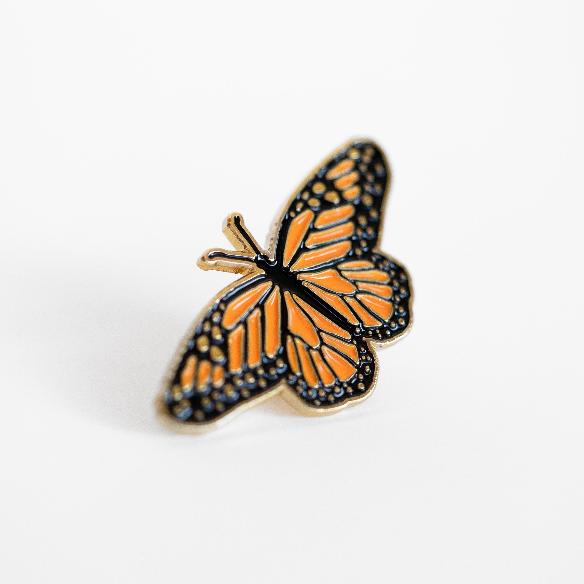 Monarch Butterfly Enamel Pin - Metallic Gold
