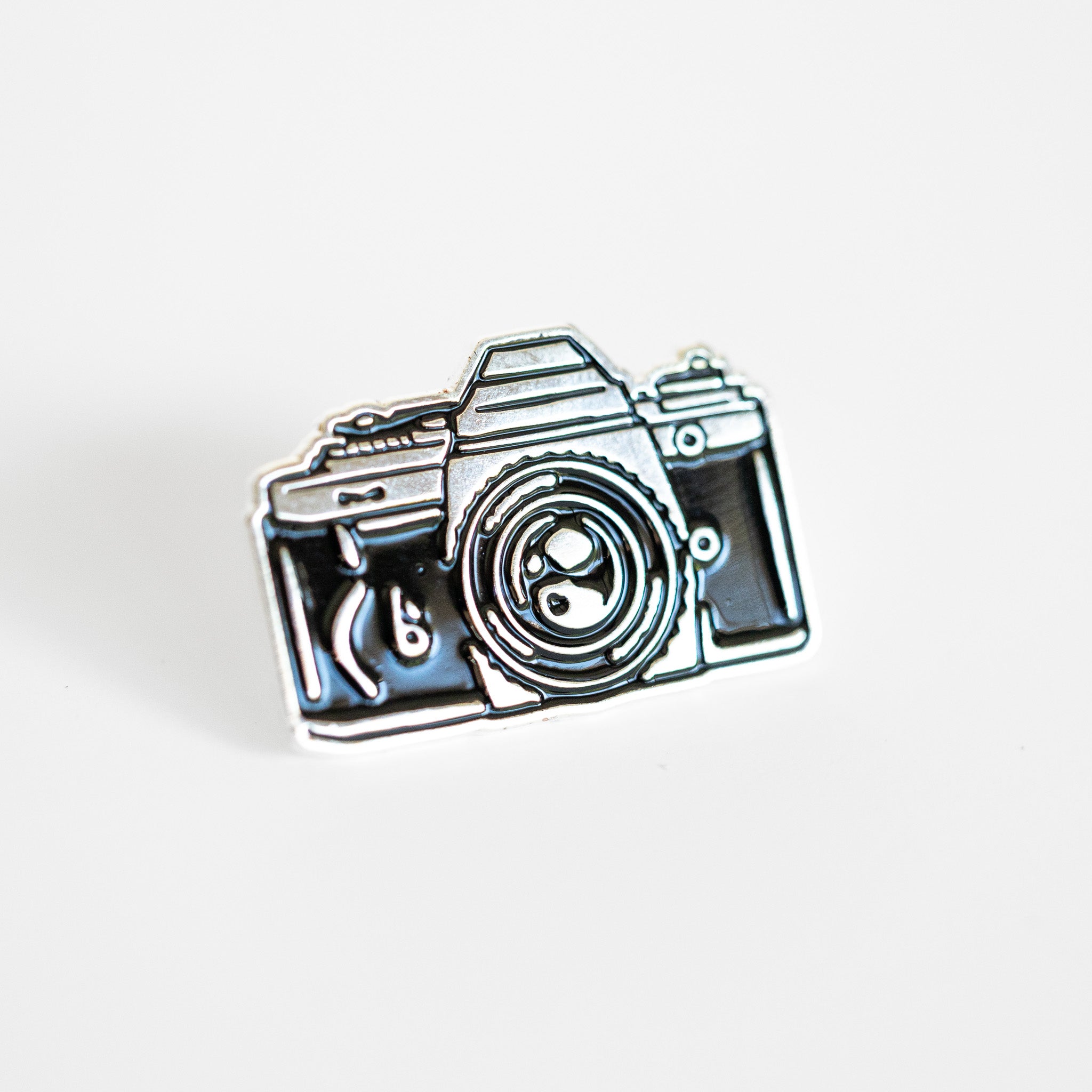 Film Camera Enamel Pin - Metallic Silver