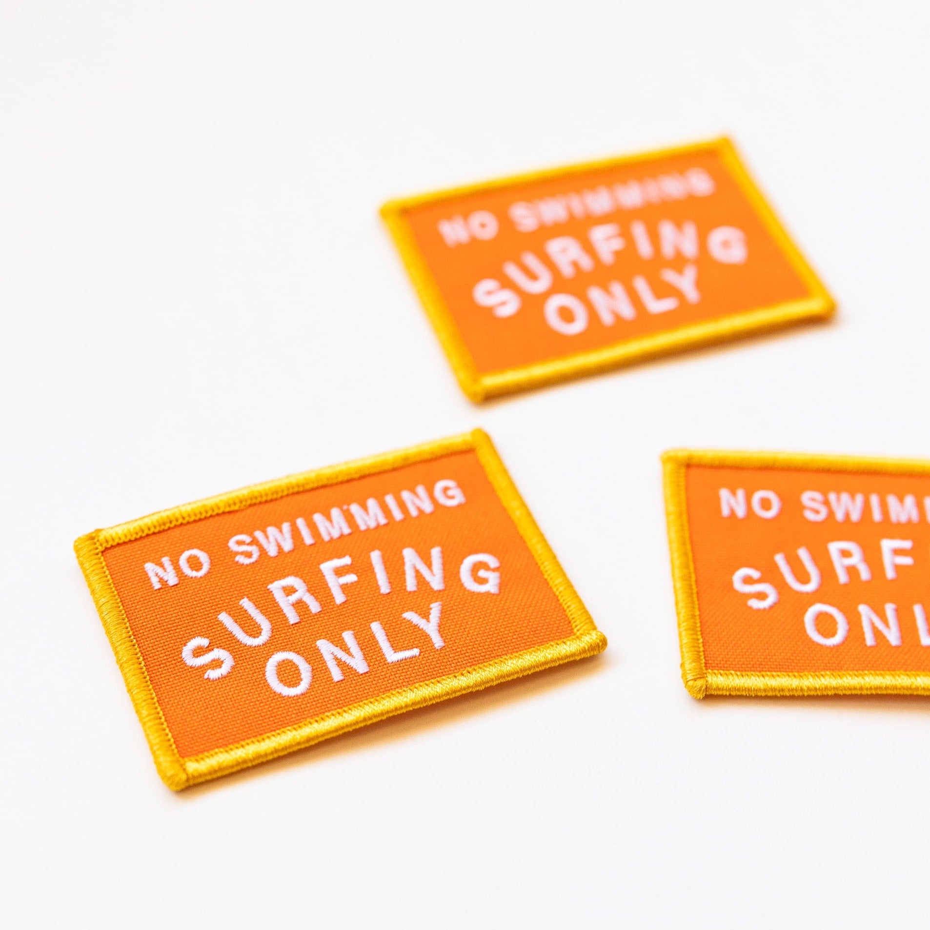 No Swimming, Surfing Only - Iron On Patch