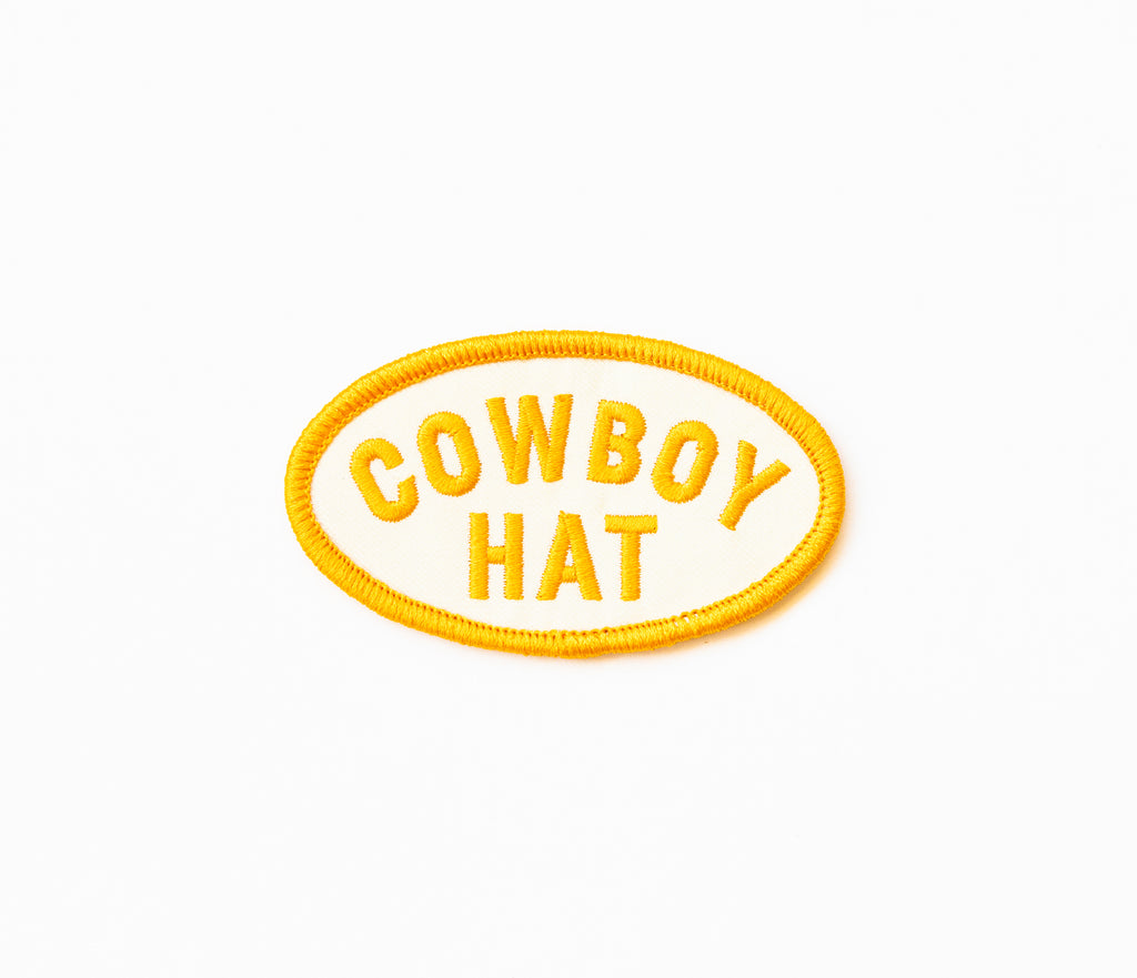 Cowboy Hat - Iron On Patch (Yellow and White)