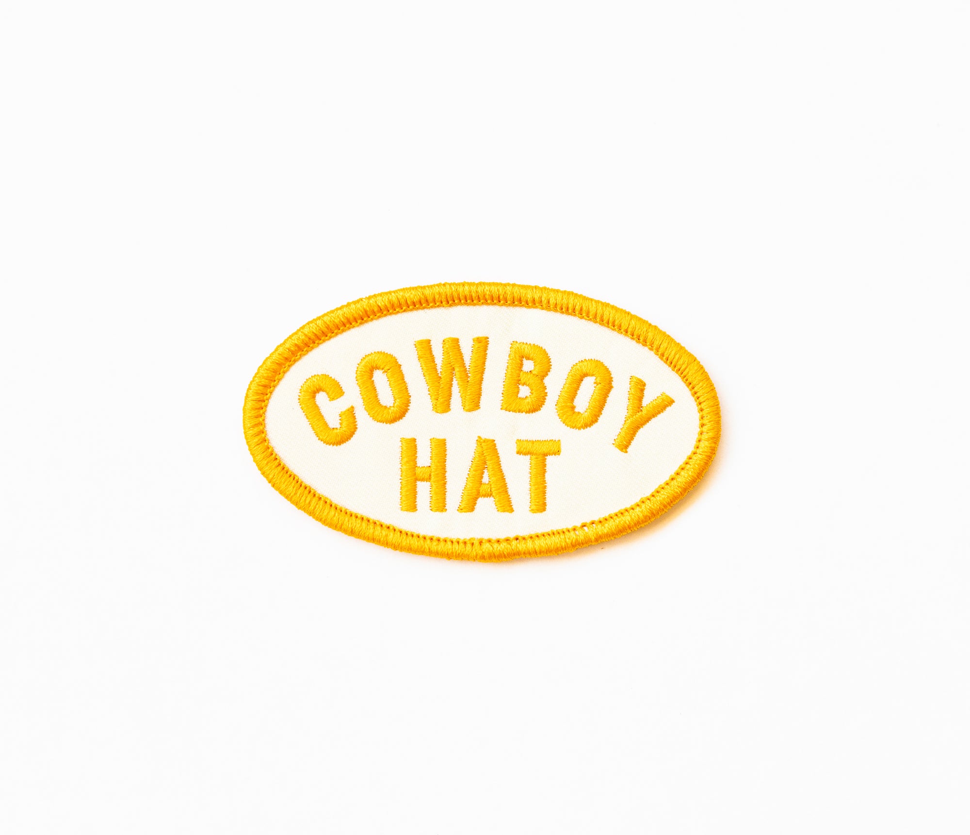 Cowboy Hat - Iron On Patch (Yellow and White)