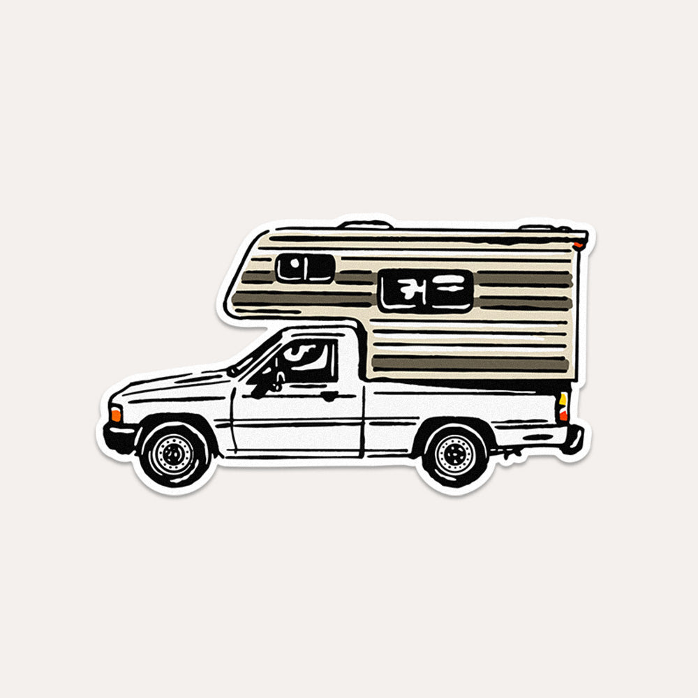 1980s Truck + Camper - Vinyl Sticker