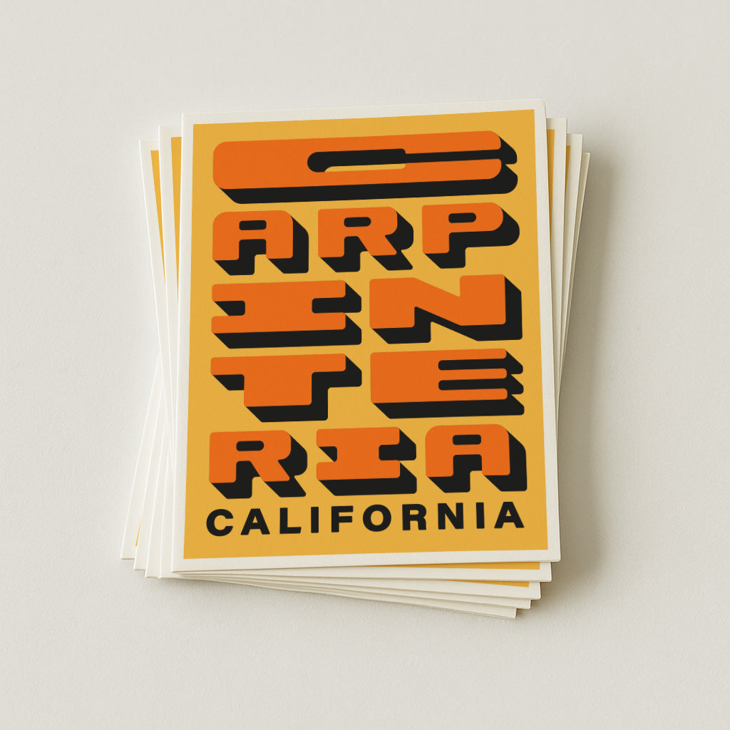 Carpinteria California - Yellow & Orange - Block Letter Print