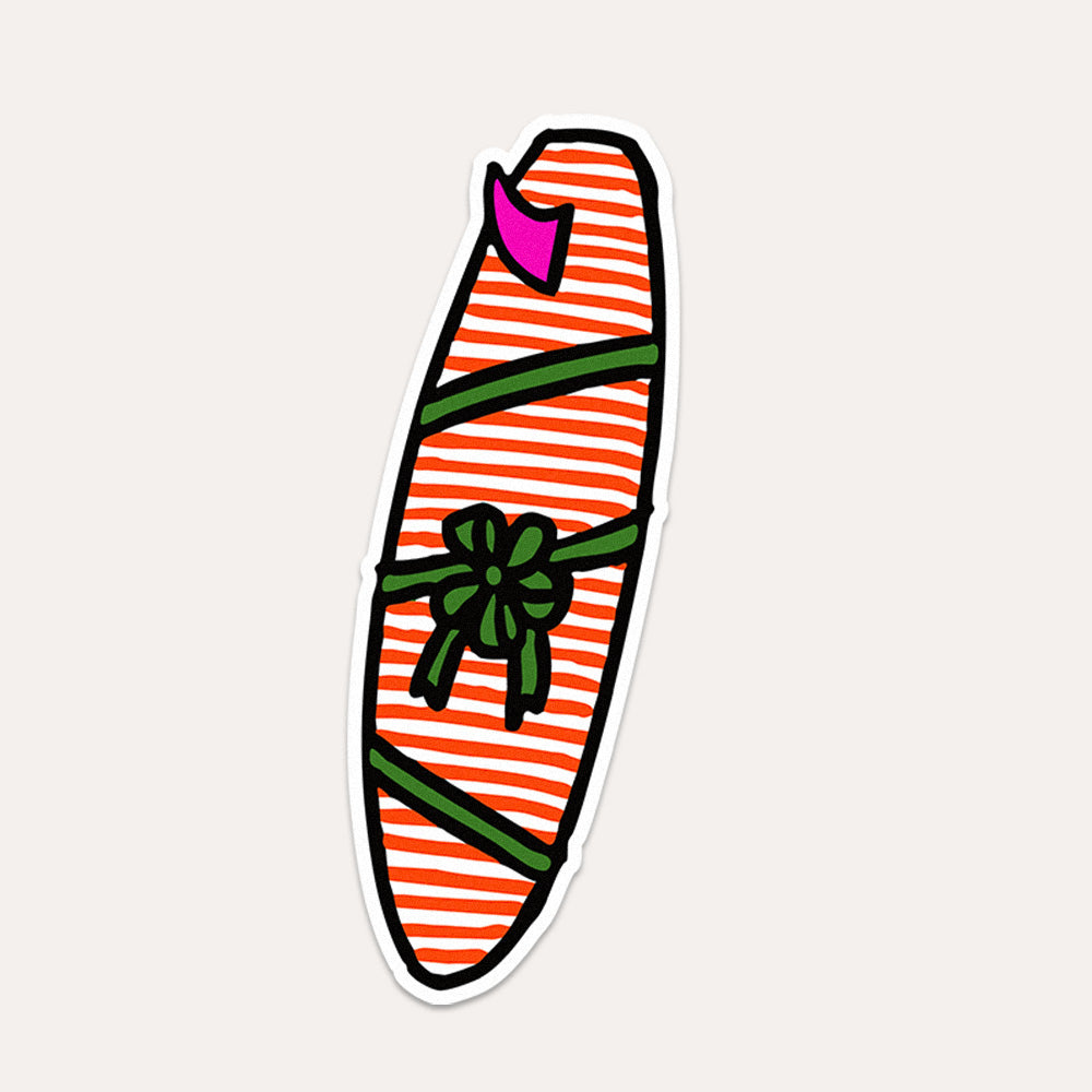 Gift Wrapped Surfboard - Vinyl Sticker
