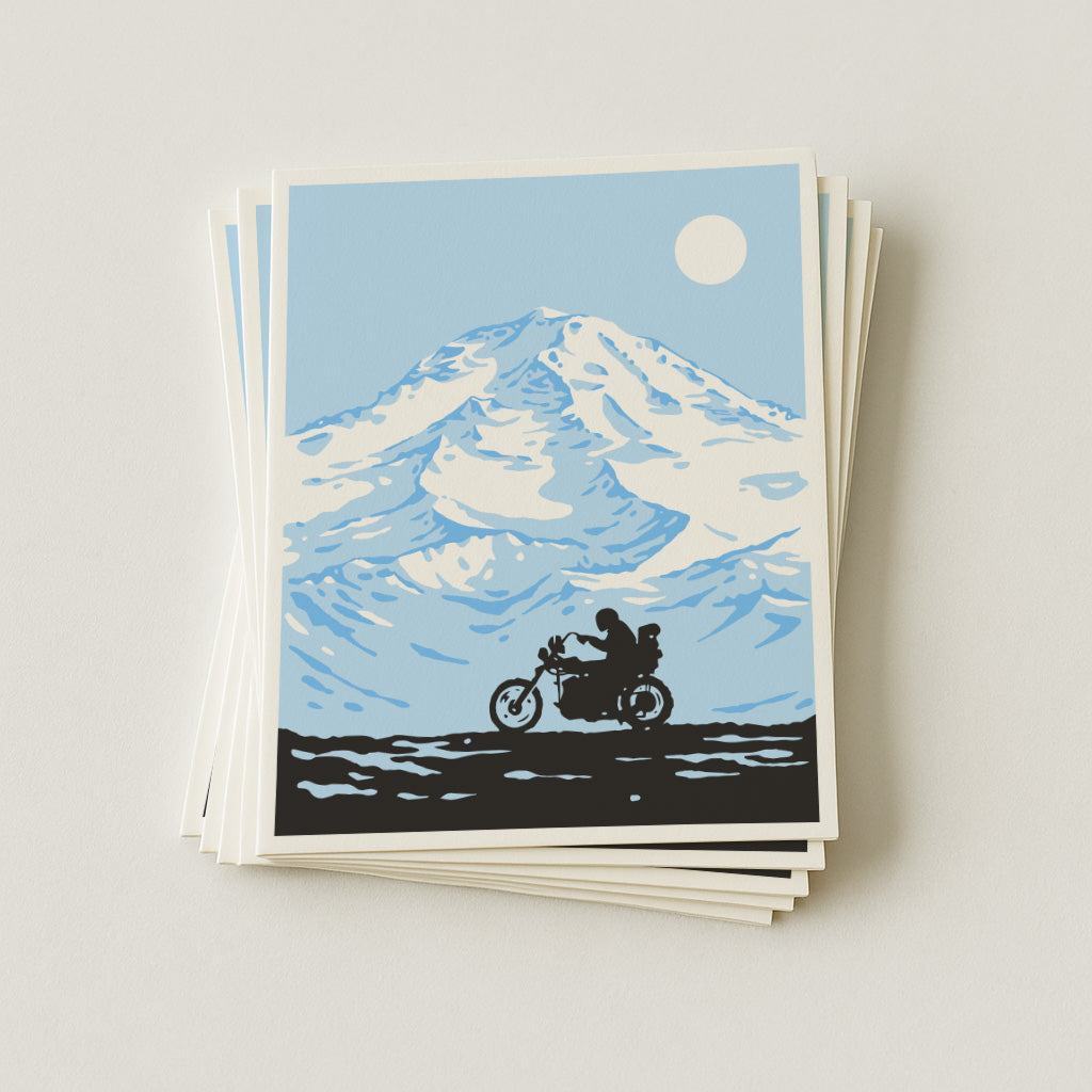 Winter Ride - Mount Rainer - Illustration Print