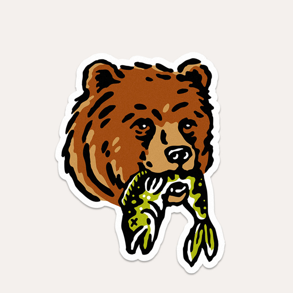 Bear + Fish - Vinyl Sticker