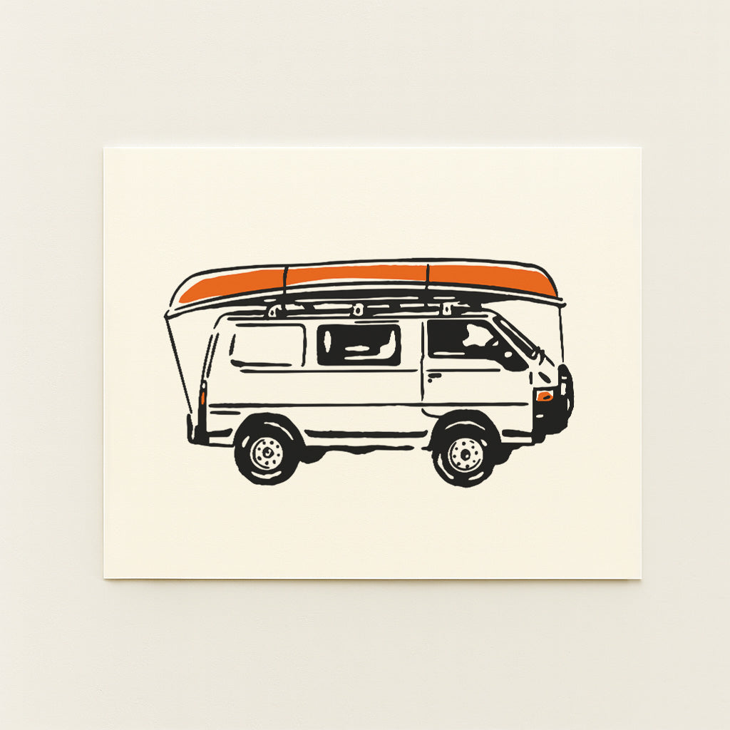1980s Van + Canoe -  Illustration Print