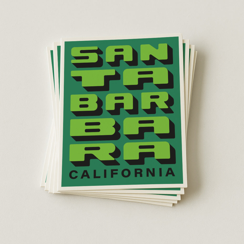 Santa Barbara California - Green + Green - Block Letter Print