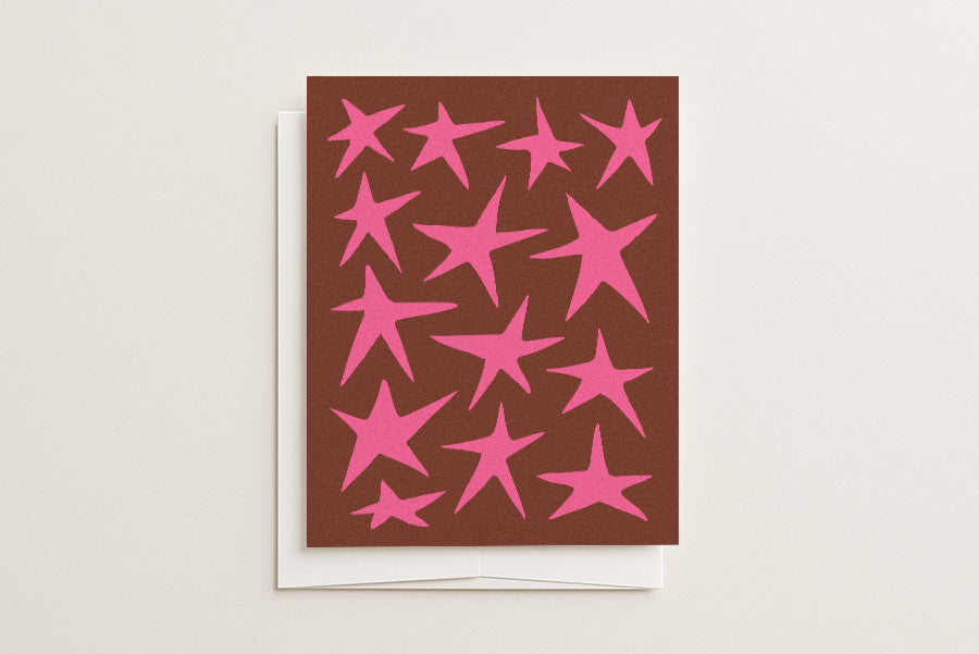 Star Card - Brown + Pink - Blank Card