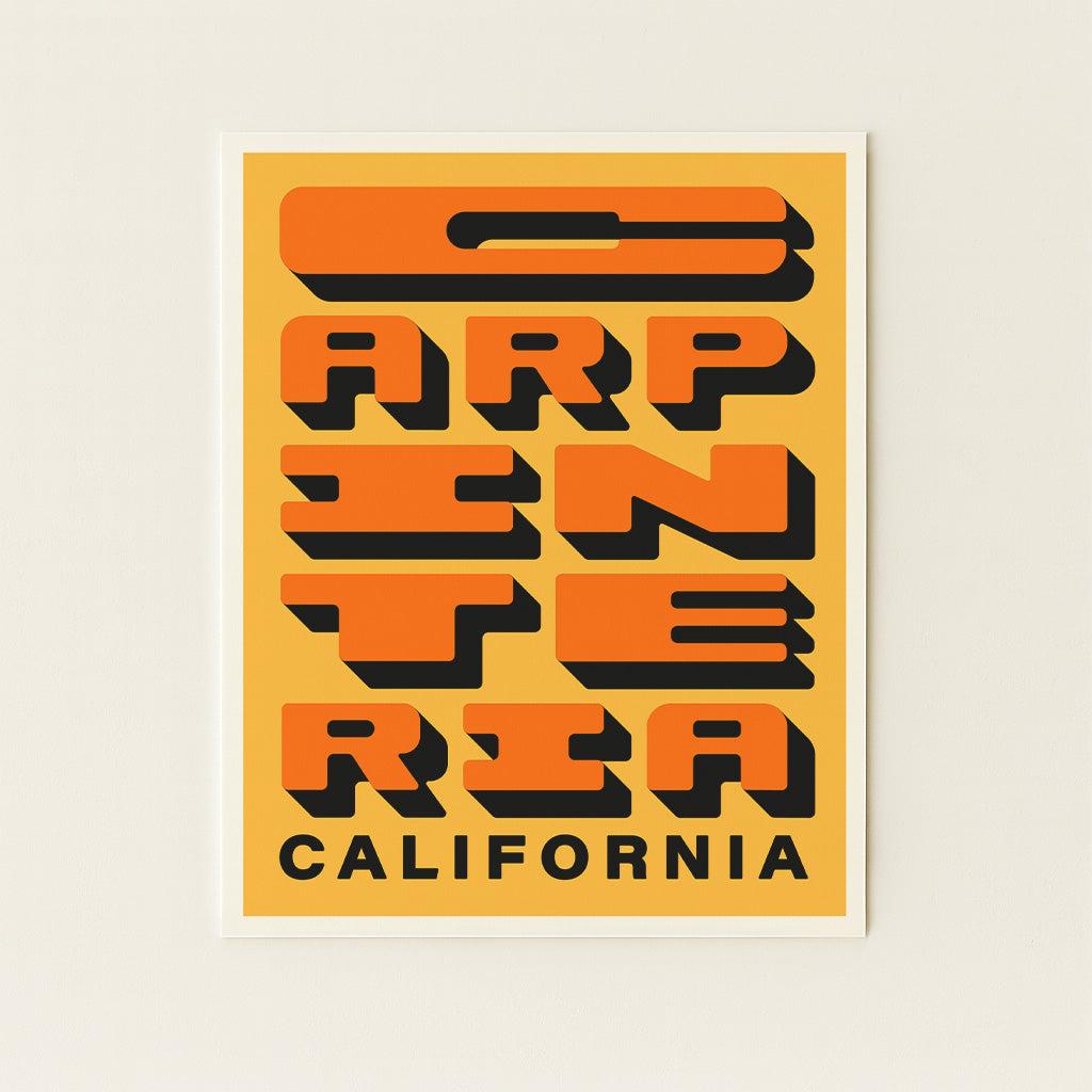 Carpinteria California - Yellow & Orange - Block Letter Print