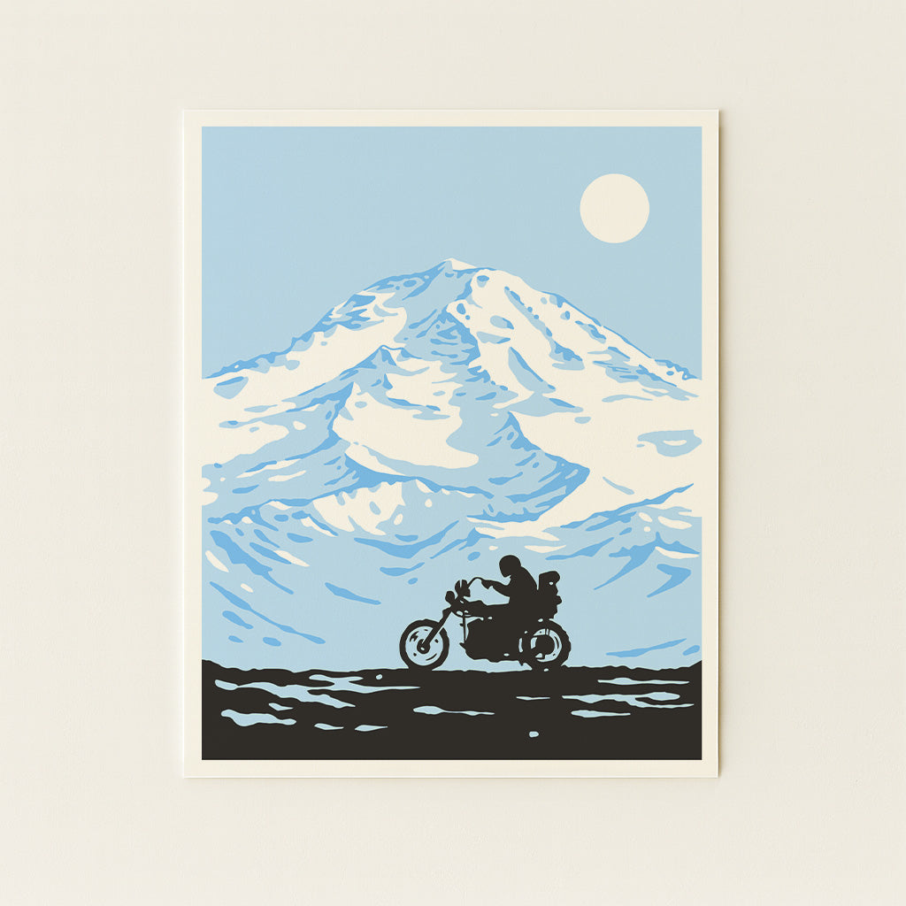 Winter Ride - Mount Rainer - Illustration Print
