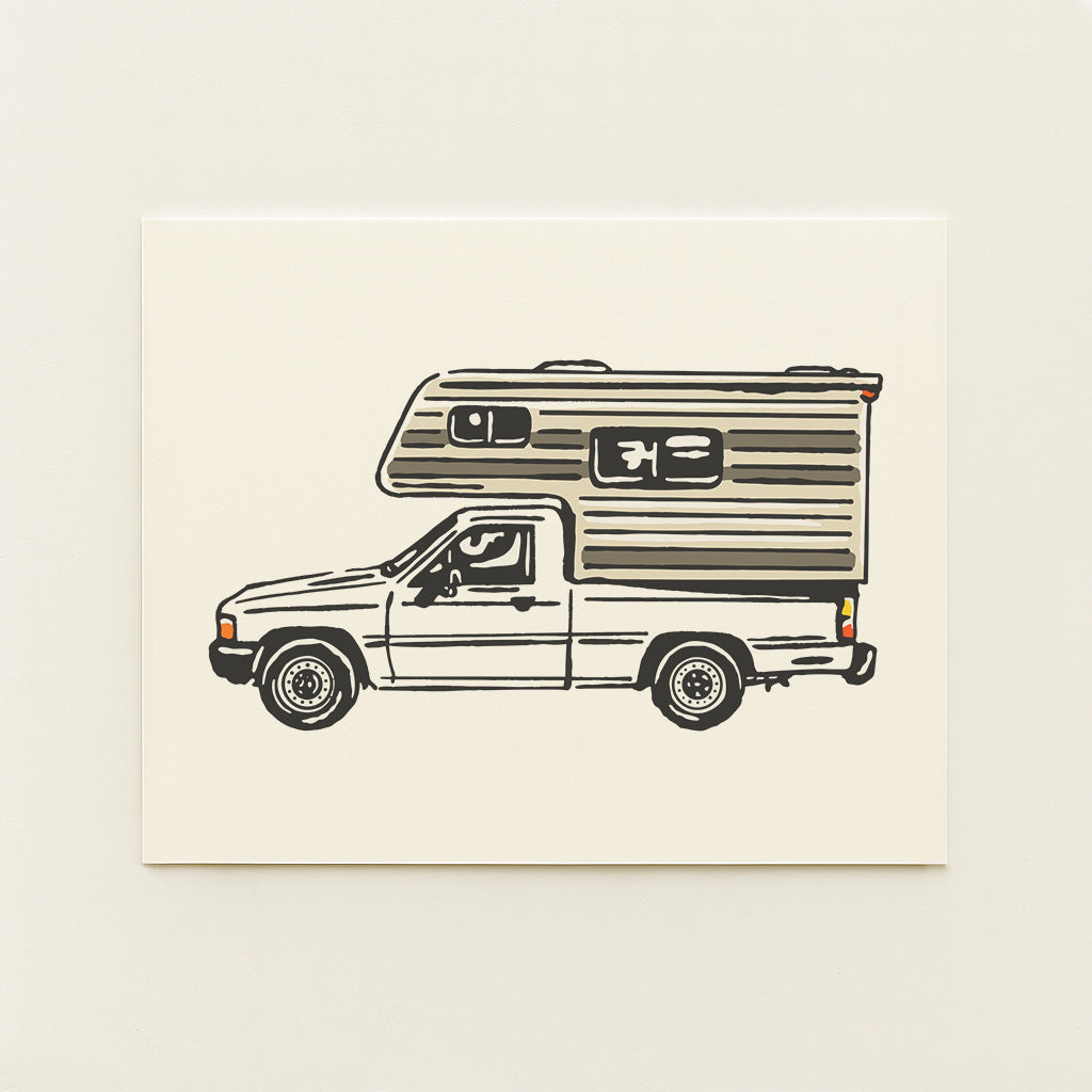 1980s Truck + Camper -  Illustration Print