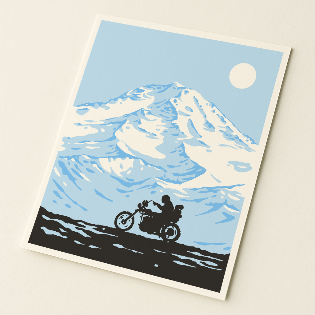 Winter Ride - Mount Rainer - Illustration Print