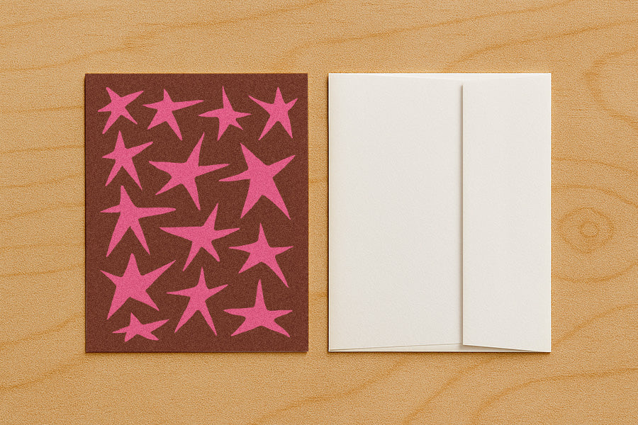 Star Card - Brown + Pink - Blank Card