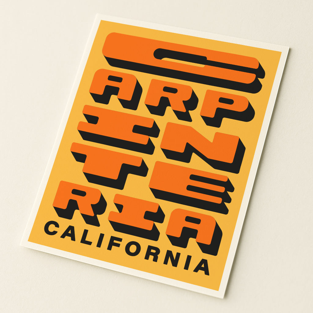 Carpinteria California - Yellow & Orange - Block Letter Print