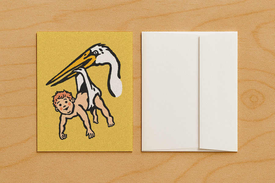 Stork + Baby - Blank Card