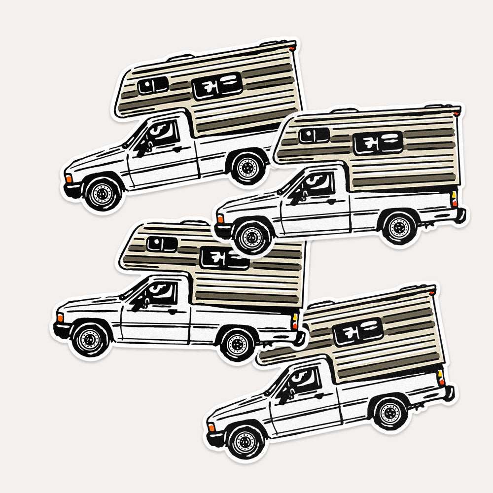 1980s Truck + Camper - Vinyl Sticker