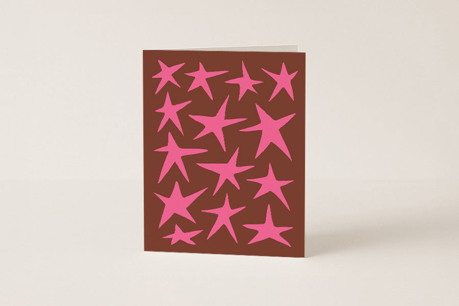 Star Card - Brown + Pink - Blank Card
