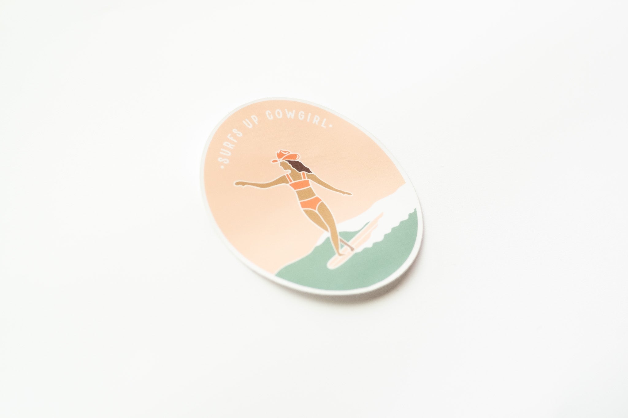 Surfs up Cowgirl vinyl sticker