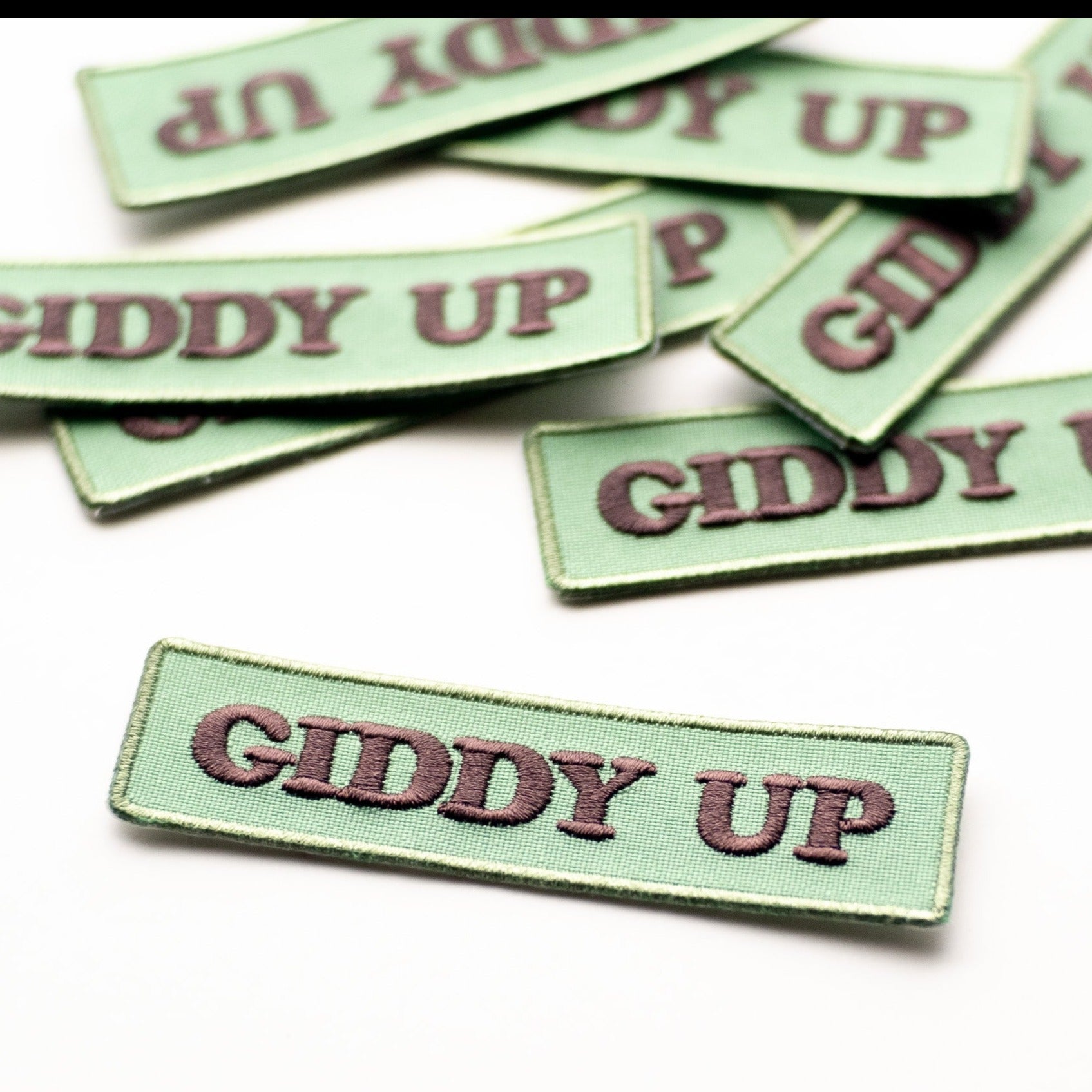 Giddy Up - Iron On Patch - Teal and Brown