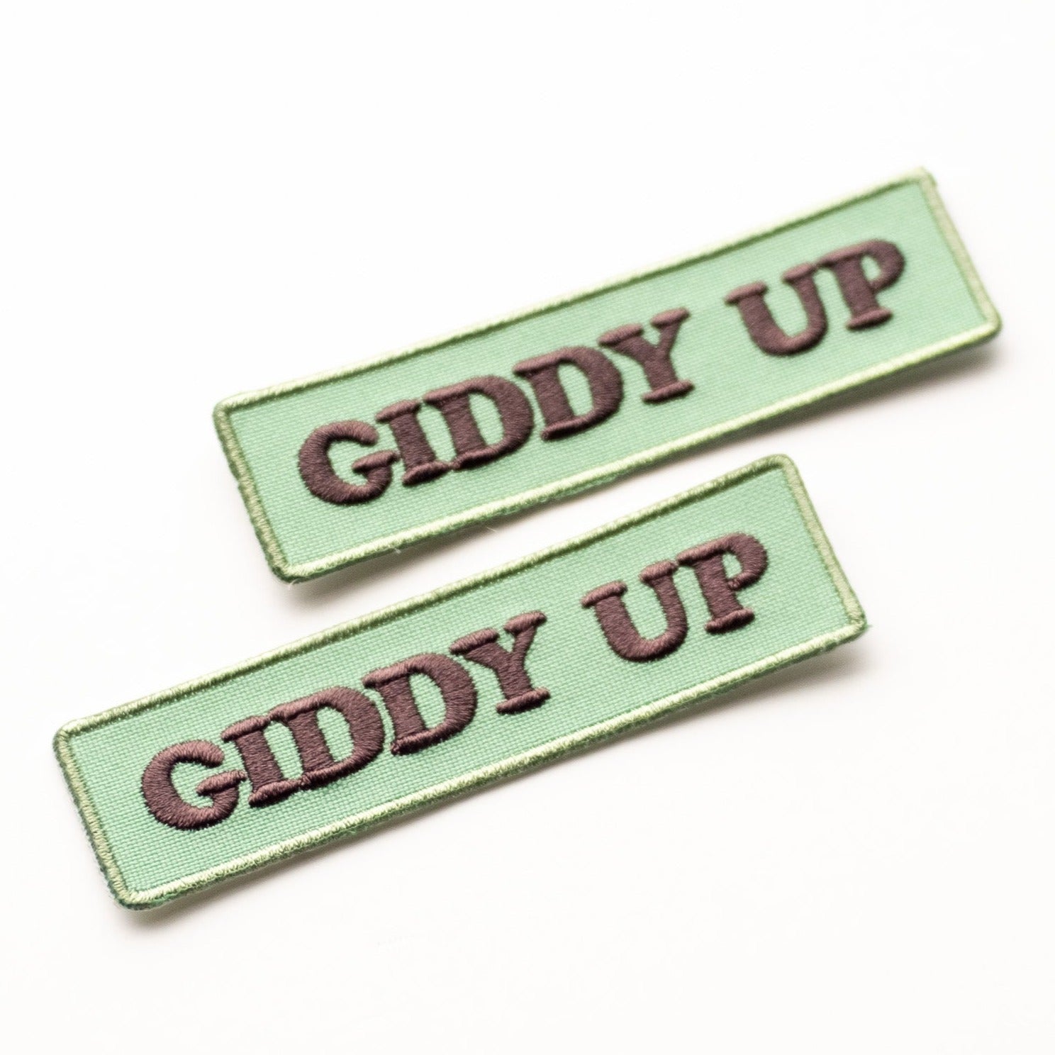 Giddy Up - Iron On Patch - Teal and Brown