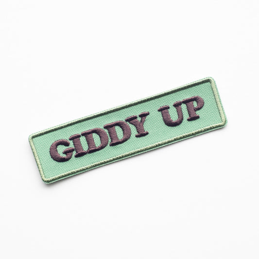 Giddy Up - Iron On Patch - Teal and Brown