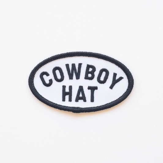 Cowboy Hat - Iron On Patch (Black and White)