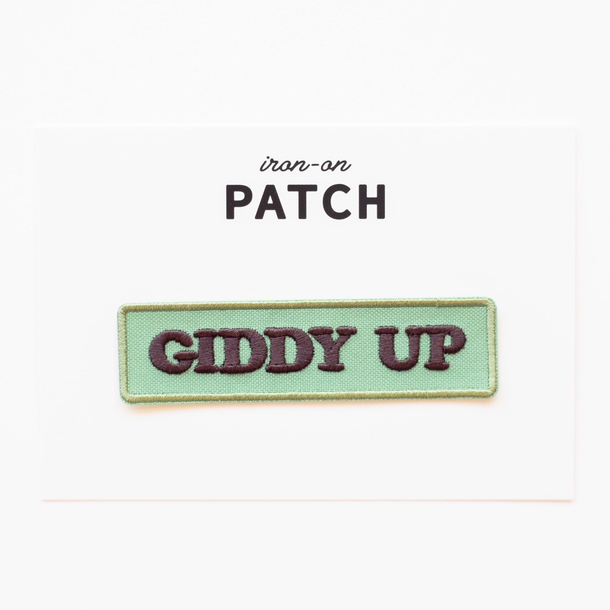 Giddy Up - Iron On Patch - Teal and Brown
