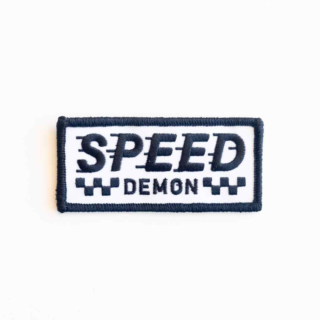 Speed Demon - Iron On Patch - Black and White