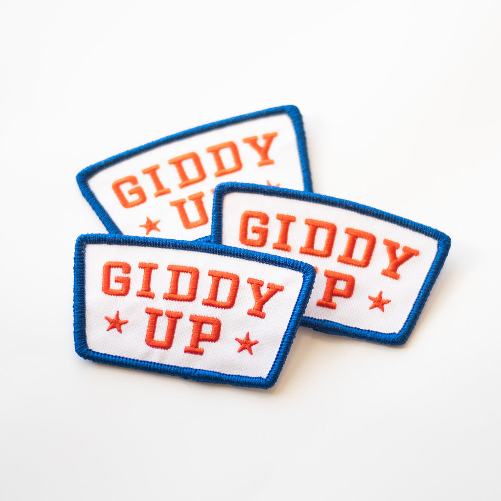 Giddy Up - Iron On Patch - Red, White and Blue