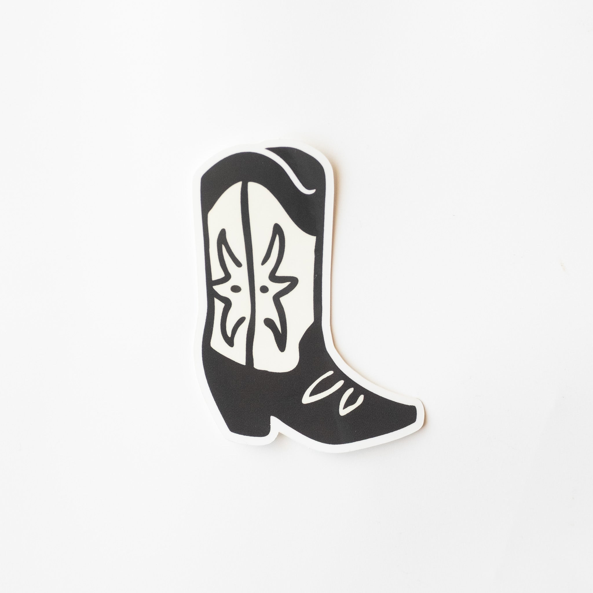 Cowgirl Boots Vinyl Sticker - Black and White